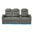thumbnail image 4 of comfiroom Leather Home Theater Seating Seats, Simple Style Dual Power Electric Headrest Game Seats Movie Theater Chairs Top Grain Leather Theater Recliner Sofa (Grey, Row of 3 Loveseat Left), 4 of 9