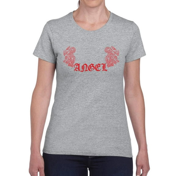 Japanese Dragon Angel Slogan T-Shirt Women -Image by Shutterstock, Female XX-Large