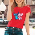 thumbnail image 1 of Lilo &amp; Stitch Cartoon Pattern T-shirts Female Kawaii Harajuku Outdoor Fashion Dropship Diseny O-Neck Women T Shirts Black WhiteXL Gao Jinjia LED, 1 of 2