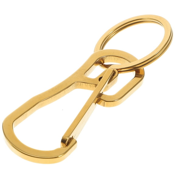 HEALEEP 1pc Stainless Steel Key Chain Simple Design Metal Key Ring for Men Women Golden 6x2.5x3.5cm