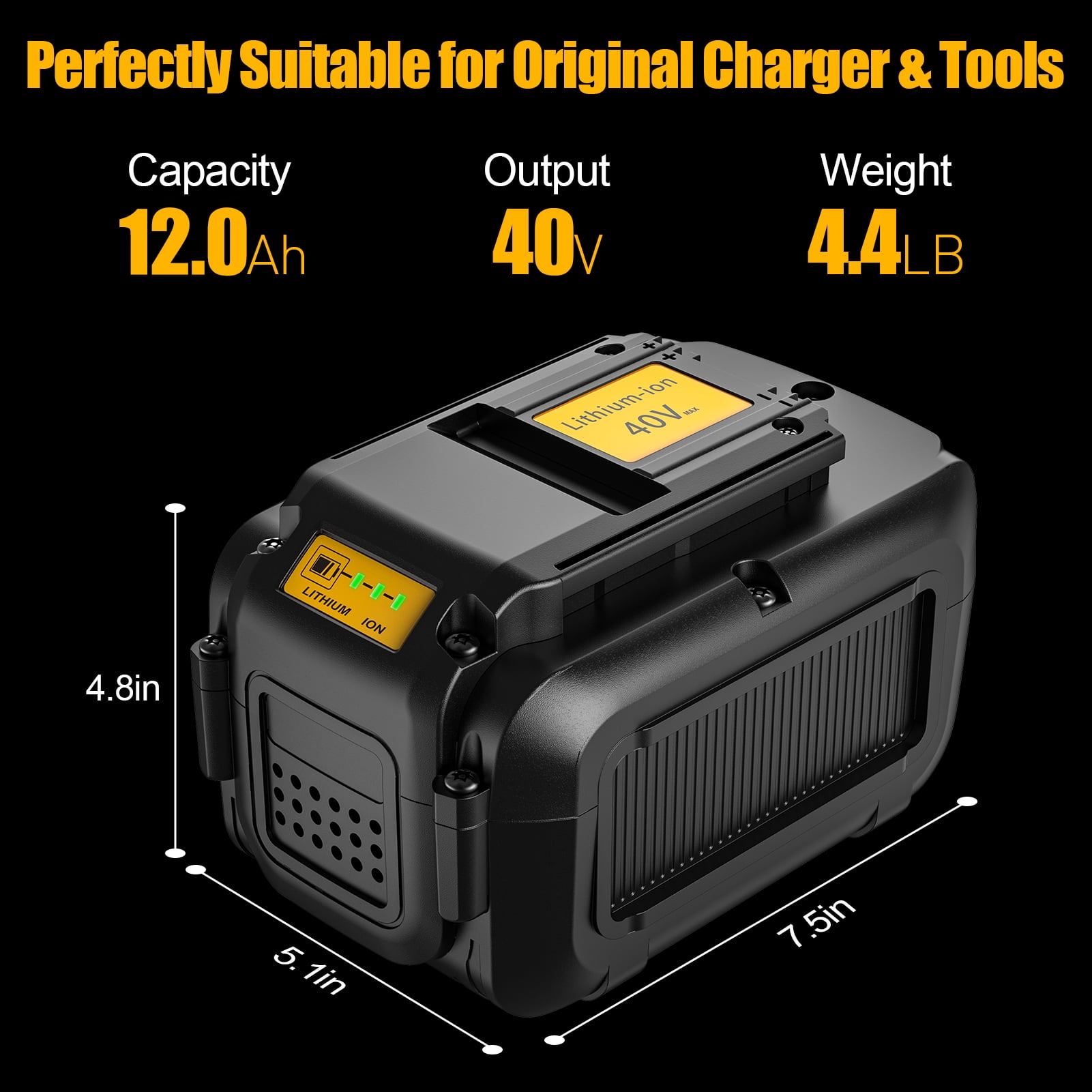 ABEDEN 40V 12.0Ah Replacement Battery for DCB404