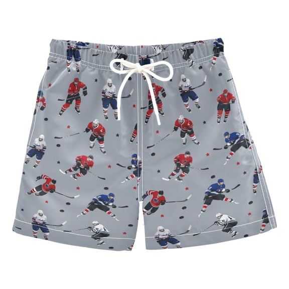 joogoo Boy Swim Trunks Hockey Players Winter Bathing Beach Board Shorts M