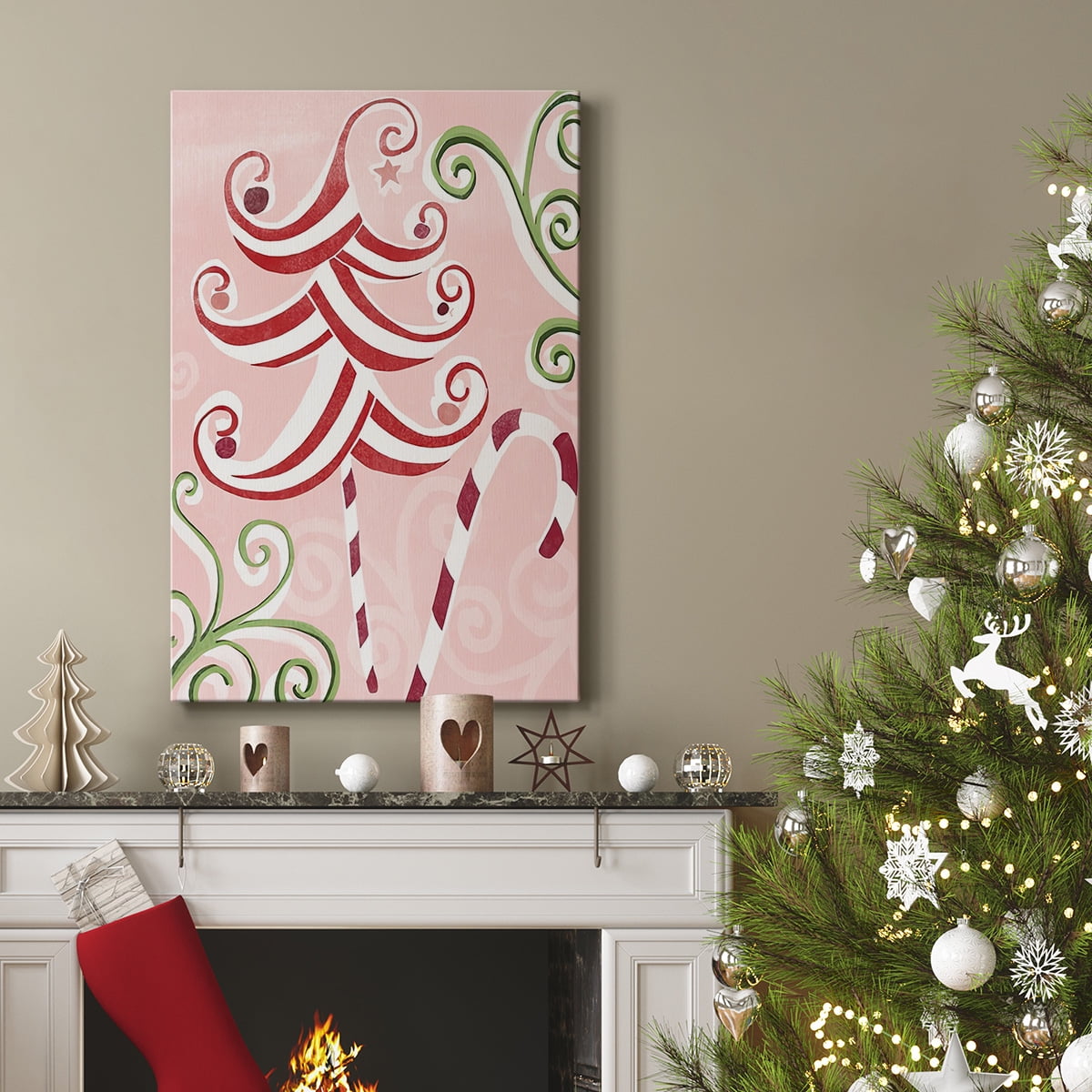 Candy Cane Holiday I- Gallery Wrapped Canvas