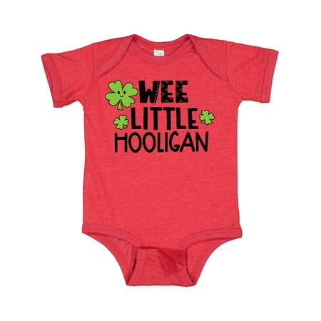 

Inktastic St. Patrick s Day Wee Little Hooligan with Clovers Gift Baby Boy or Baby Girl Bodysuit