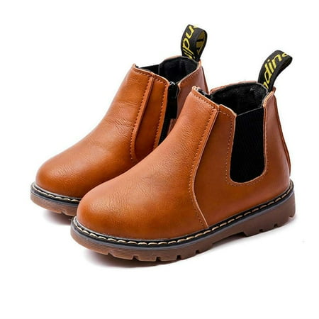 

Kids Girls Winter Round Toe Zipper Chunky Chelsea Ankle Boots Low Heel Slip On Dress Booties (Toddler/Little Kid)