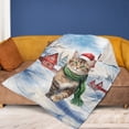 thumbnail image 4 of Hello Winter Manx Frosty Morning Walk Welcome Snowy Christmas Cozy Fleece Blanket Cat Lover Kitten Owner Gifts Warm Soft Throw Blanket - 02018, 4 of 5