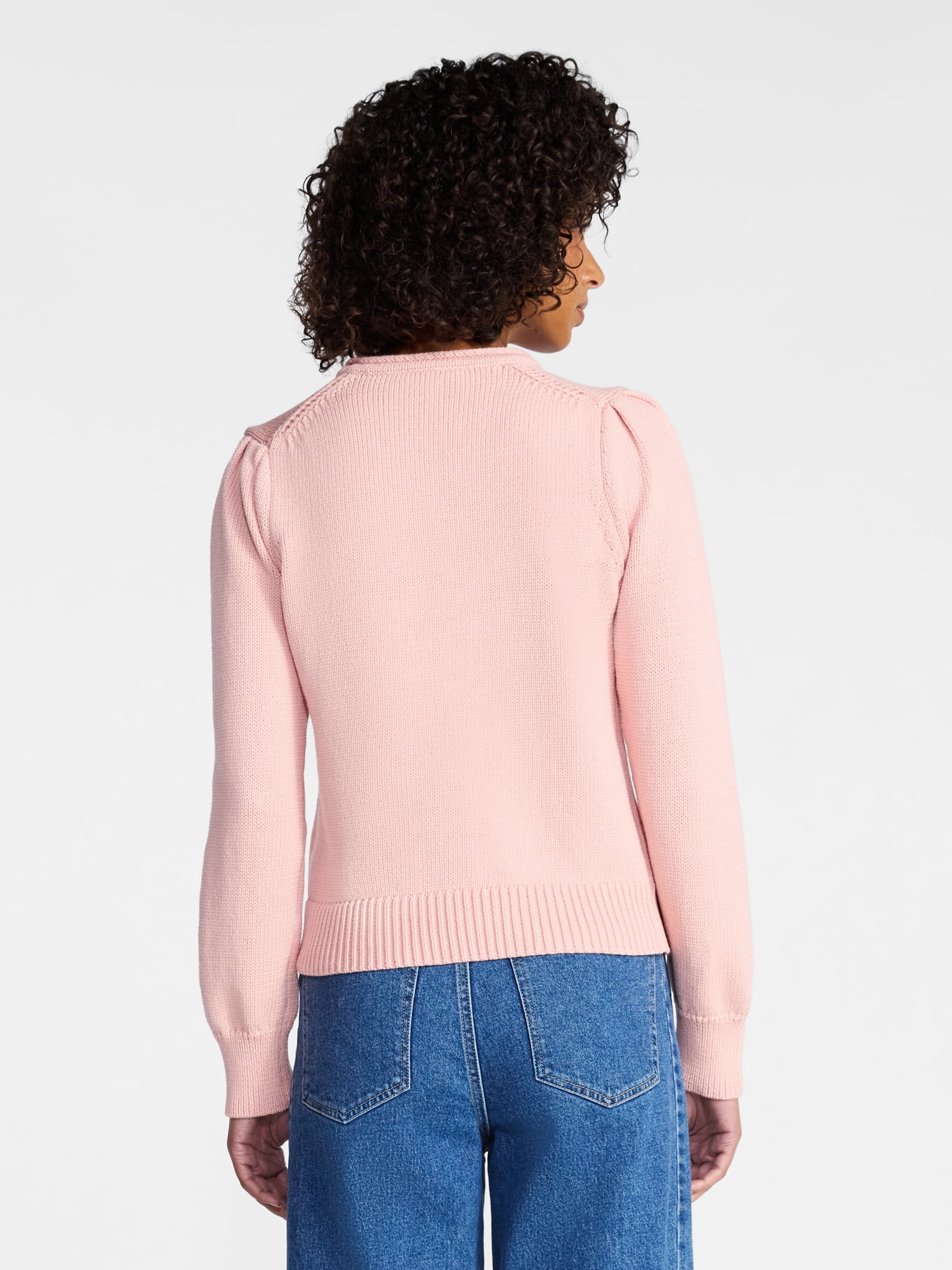 Time and Tru Women's Crewneck Sweater with Long Sleeves, Sizes XS-XXXL