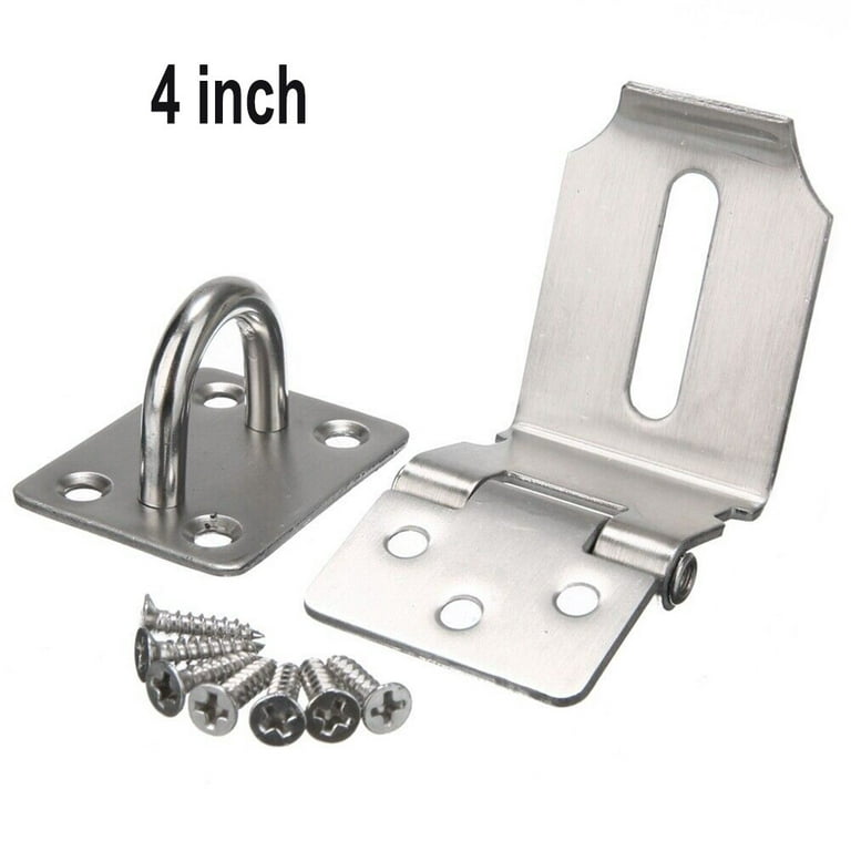 Jingt 90 Degrees Latch Lock Hasp and Staple for Padlock Gate Door Shed Stainless Steel, Size: 4