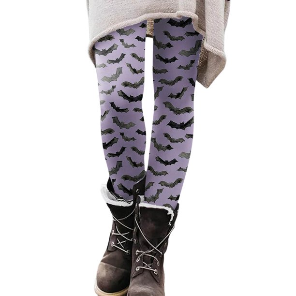 Gibobby Leggings con bolsillos dama Leggings con estampado Halloween para mujer Leggings elásticos pantalones casuales botas pantalones(Morado, S)