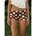 thumbnail image 4 of LMLYSoH Women's Dot Print Mini Shorts Summer Fashionable Fold Over Low Waist Micro Shorts, 4 of 9