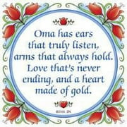 Oktoberfest Haus Multicolor Ceramic "Oma has a Heart Made of Gold!" Design Magnetic Tile