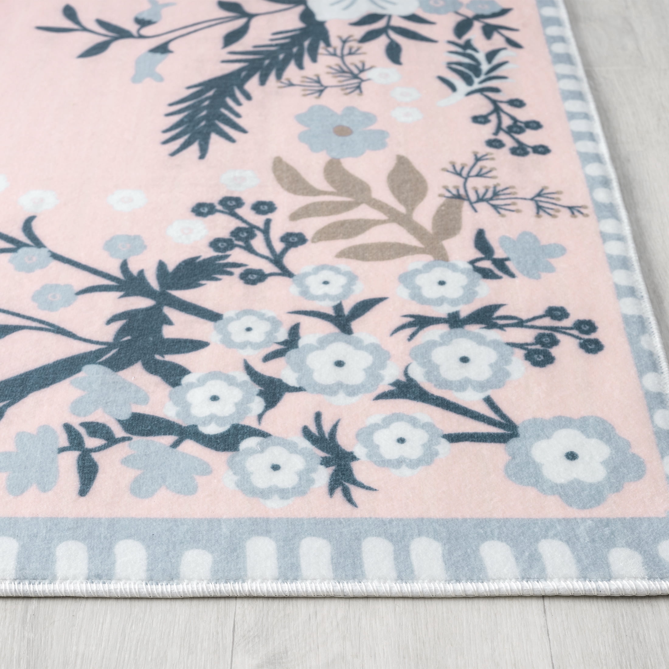 My Texas House Multicolor Floral Printed Faux Fur Machine Washable Indoor Area Rug, 5' x 8'