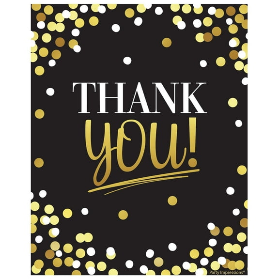 Black & Gold Birthday Thank You Postcards W/ Envelopes (8ct)