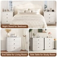thumbnail image 4 of Modern Nightstand with Charging Station & 3 Drawers, 24 Inch Wide Bedside Table Set of 2 for Bedroom and Living Room, Large Storage End Table with Fluted Design, White, 4 of 13