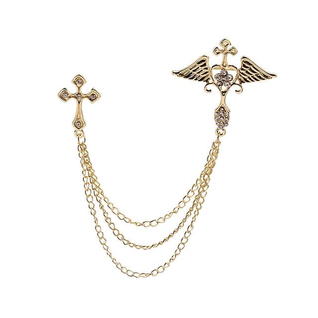 Broche de ángel Zulema con cadena de joyería dorado