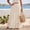Beige, variant on Women's Smocked Elastic Maxi Skirt, Waist Rivet Crinkle Woven Fabric, Voluminous Swing Hem for Beach Shoots Yellow XL