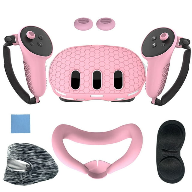 7-in-1 VR Accessories Set for Meta Quest 3 – Silicone Front Shell Cover, Controller Grip Covers, Anti-Scratch Face Cover, Lens Protector Cover & More
