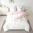 thumbnail image 2 of Manfei Cherry Blossom 7-Piece Bedding Comforter Set,Japanese Style King Bedding Sets,Pink Sakura Bed Sheets For Girls Kids,Ultra Soft Home Decor Reversible, 2 of 8