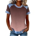 thumbnail image 2 of DPTALR Women's Casual Solid Color Round Neck Short Sleeve T-Shirt Loose Fit Tops,Brown,Size M, 2 of 5
