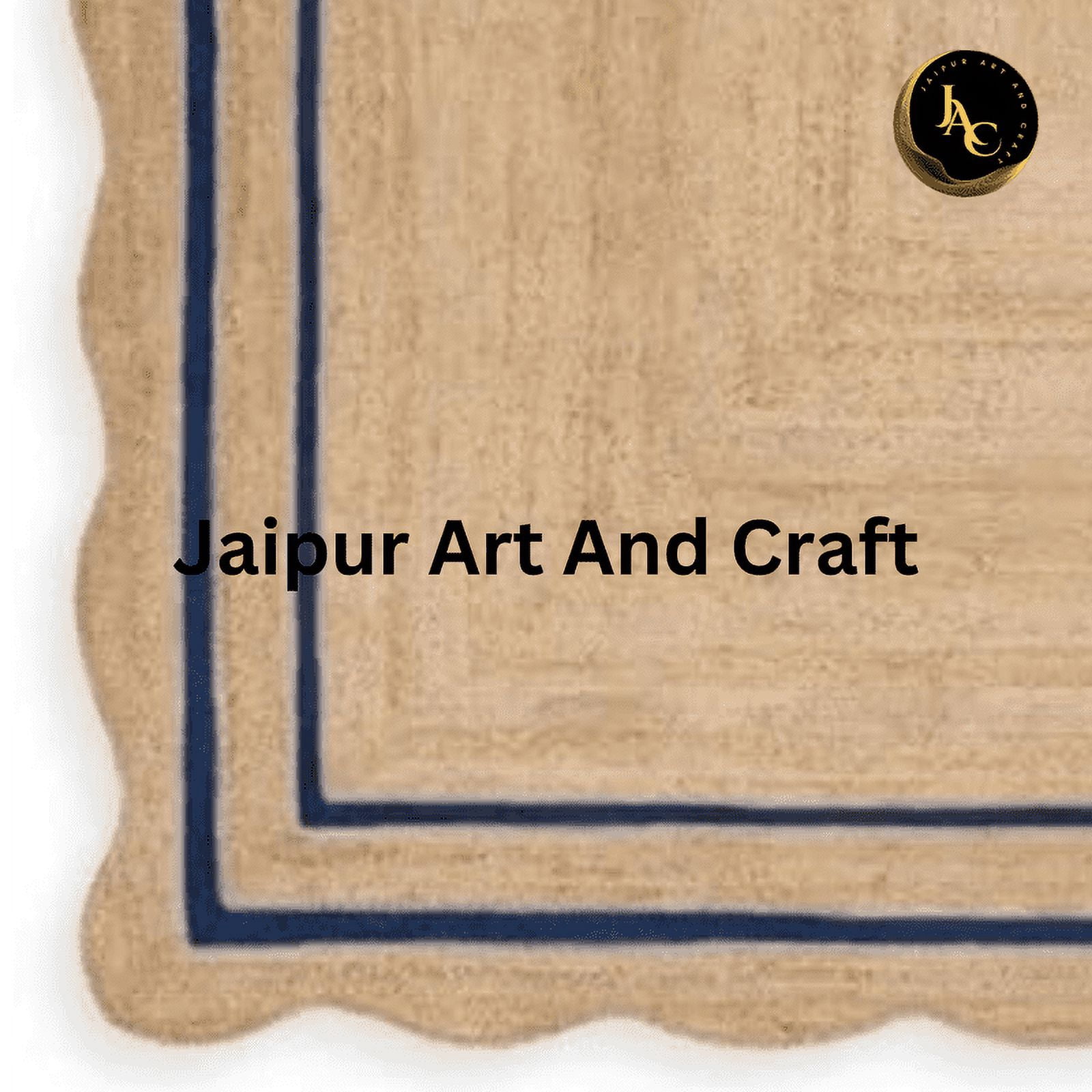 Jaipur Art And Craft Rectangle Reversible Bohemian Scallop Blue, Brown Jute Area Rug (4x6 Sq ft)