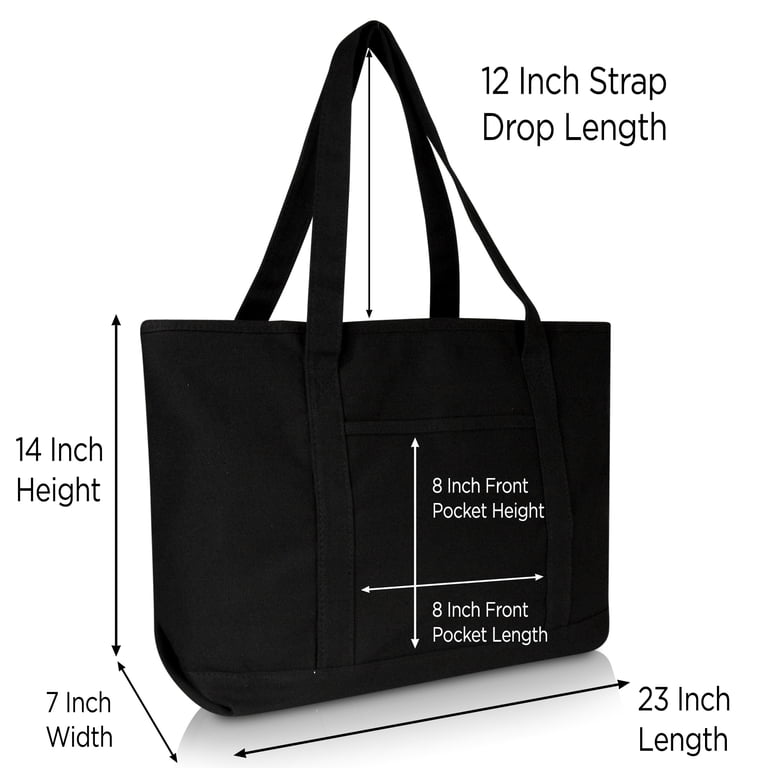 DALIX Cotton Canvas Tote Bag, 23 Inch Zippered Shoulder Bag photo 2