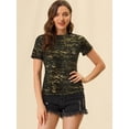 thumbnail image 3 of DARING DIVA Party Metallic Textured Short Sleeve Shiny Tops 3XL Black Gold, 3 of 6