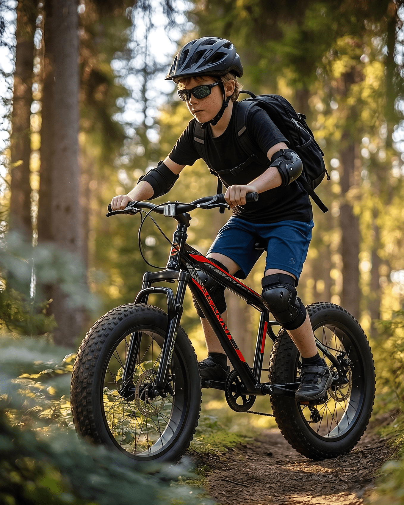 20 inch Fat Tire Mountain Bike for kids and Teen, Outdoor Cycling Bike with 7-Speed for Boys Girls, High Carbon Steel Frame, Dual Disc Brake, 20x4.0 Wide Tires, Suspension Fork, Anti-Slip Bikes, Red