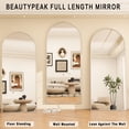thumbnail image 3 of BEAUTYPEAK Espejo de Pie de Cuerpo Entero con Arco de Espejo de Longitud Completa de Gran Tamaño de 76 "x 35", Plateado, 3 of 6