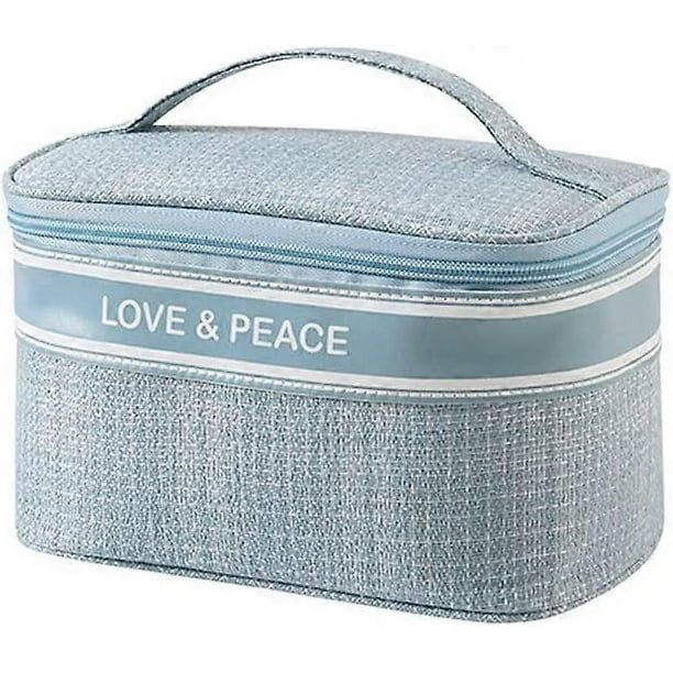 Makeup Bag Cosmetic Storage Case Travel Portable Organizer for Makeup Cosmetic Skincare, Girls, Women (Blue)