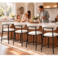 thumbnail image 7 of Bar Stools with Back Sets of 2, LEGAHOME 26"Counter Height Bar Stool, Modern Farmhouse Upholstered Bar Stool Chairs Set of 2 with Curved Back & Black Metal Legs for 34"-39" Kitchen Island, 7 of 7
