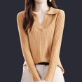 thumbnail image 1 of Suéteres de cachemira Wancir para mujer, jersey de lana merino 100 %, manga larga, cuello en V, jersey de punto ligero, 1 of 3