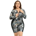 thumbnail image 2 of AURA Women Plus Size Long Sleeve One Piece Swimsuit Rash Guard Floral L 4XL, 2 of 6