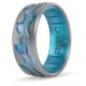 thumbnail image 1 of Enso Rings Anillos de silicona clásicos grabados - Diseño cómodo y flexible - 8 mm de ancho 2,16 de grosor - Oleaje - Plata/Mar profundo - Tamaño 12, 1 of 1