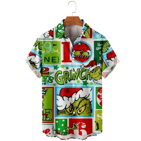 

Christmas Shirts Button Up with Pocket Tops for Men