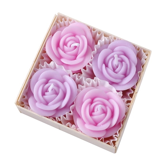 Aooww Peony Candles Candles Wax Play Candles Romantic Dripping Candle For Valentines Couples Weddings Home Decor 4Pcs Flowers Soy Wax, Romantic Home Gift Set,Purple