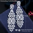 thumbnail image 4 of Luxurious Long Leaf Dangle Drop Earrings Yellow Gold Plated Cubic Zircon Jewelry, 4 of 9