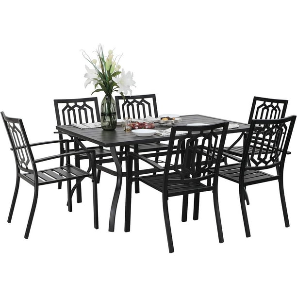 happy homeDining Set Wrought Iron Outdoor Table and Chairs Furniture Set 5 Piece 37" Square