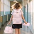 thumbnail image 2 of Set de Mochila Escolar Bluboon Rosa Blanco a Cuadros 30x14x43 cm, 2 of 5