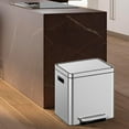 thumbnail image 5 of HELLONE 30 L/8 Gallon Dual Trash Can, Rectangular Waste Basket with Metal Lid & Step Foot Pedal, Double Compartment Classified Garbage Can, Stainless Steel Trash Can with Removable Inner Bucket, 5 of 7