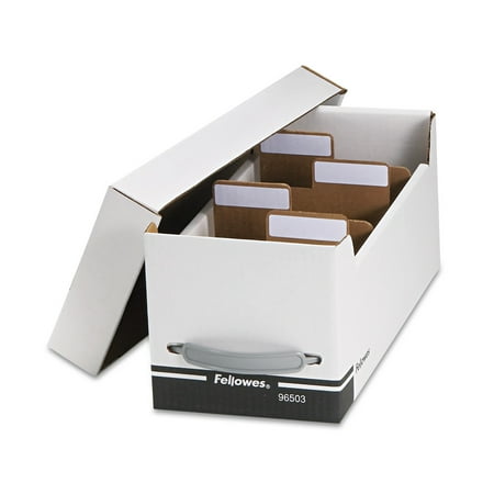 - Fellowes Corrugated Media File, Holds 125 Diskettes/35 Standard Cases, White/Black -FEL96503