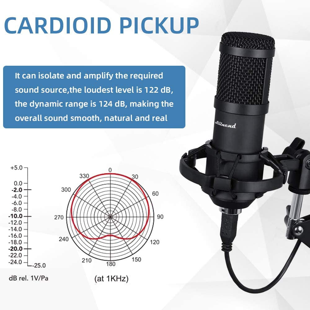 Panamalar USB Condenser Microphone Kit,192Khz/24Bit Studio Recording Mic PC Streaming Cardioid Microphone with Professional Sound Chipset Flexible Arm Pop Filter Set for Podcast YouTube Video Game 