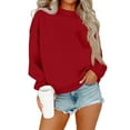 thumbnail image 3 of qolati Womens Oversized Sweatshirt Casual Crewneck Pullover Tops Long Sleeve Shirts Chest Pocket Y2k Trendy Fall Fashion Clothes Red M, 3 of 4