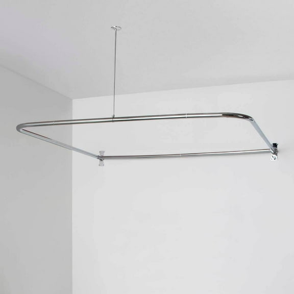 Clawfoot Tub D Rod Shower Enclosure Ring - 48 X 66 Inch - Chrome