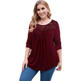 thumbnail image 6 of VERABENDI Women's Plus Size Tops Long Sleeve Tunic Shirts Splicing Lace Trim Loose Blouses,M-4XL, 6 of 6