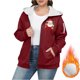 thumbnail image 5 of Sudadera informal con capucha y manga larga para mujer, estilo navideño, de gran tamaño, color liso, con cremallera, capucha y forro polar grueso, chaqueta de manga larga con hombros descubiertos, blu, 5 of 5
