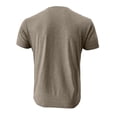 thumbnail image 4 of Mens Chest Pocket Shirt Short Sleeve Henley Collar Shirt Solid Color Cotton Button Front Classic Fit Regular Casual Tee, #02 Khaki, 3XL, 4 of 5