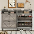 thumbnail image 5 of FANRAL Shoe Storage Cabinet for Entryway,2 Flip Drawer & Open Storage Shoe Rack Organizer,Wooden Narrow Shoes Cabinet,Gray, 5 of 8