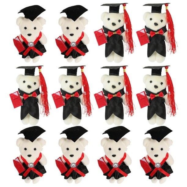 12 mini osos de graduación, osos de peluche con birrete, osos de dibujos animados para ramo.