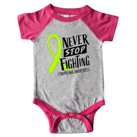 

Inktastic Never Stop Fighting Lymphoma Awareness Gift Baby Boy or Baby Girl Bodysuit