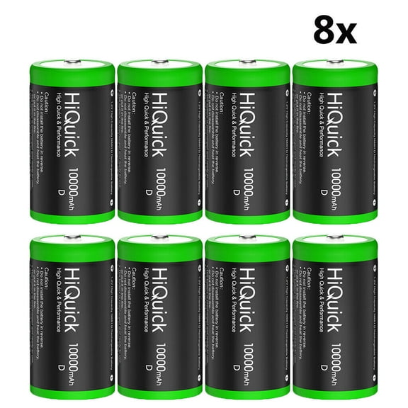 HiQuick D Rechargeable Batteries, 10000mAh 1.2V NiMH Per-Charged D Cell Long Lasting D Size Batteries with Store Boxes(8 Pack)